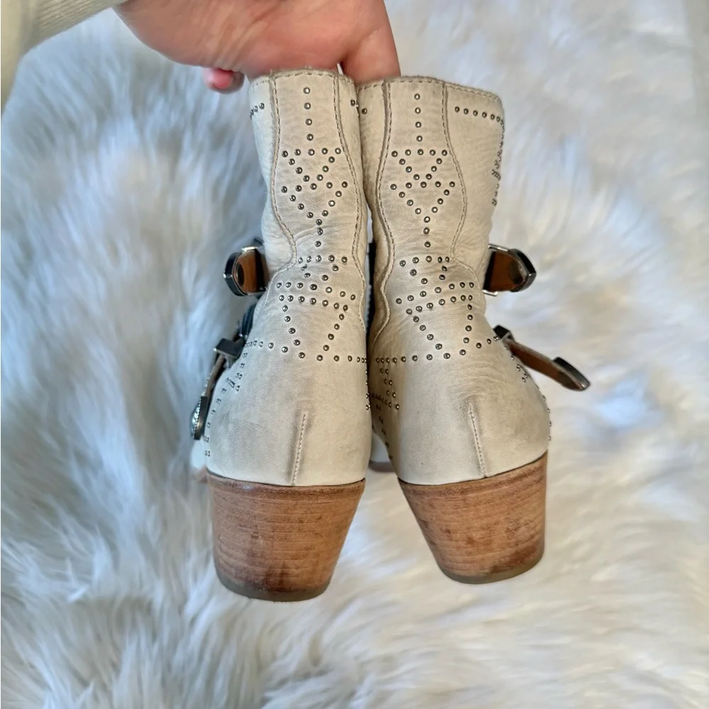 Frye Cream Western Ellen Deco Boots Sz 9 - Picture 7 of 9